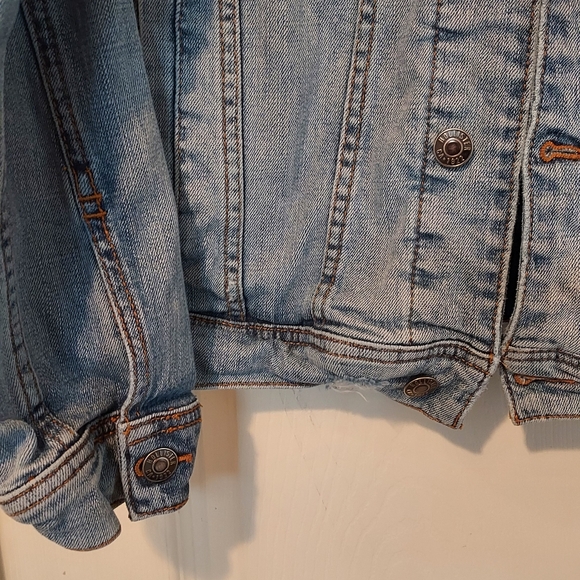 Hollister Womens Flex Denim Jean Jacket Destroyed Cotton Spandex S - Picture 7 of 13
